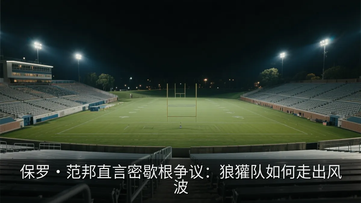 夜晚灯光下的大学橄榄球场