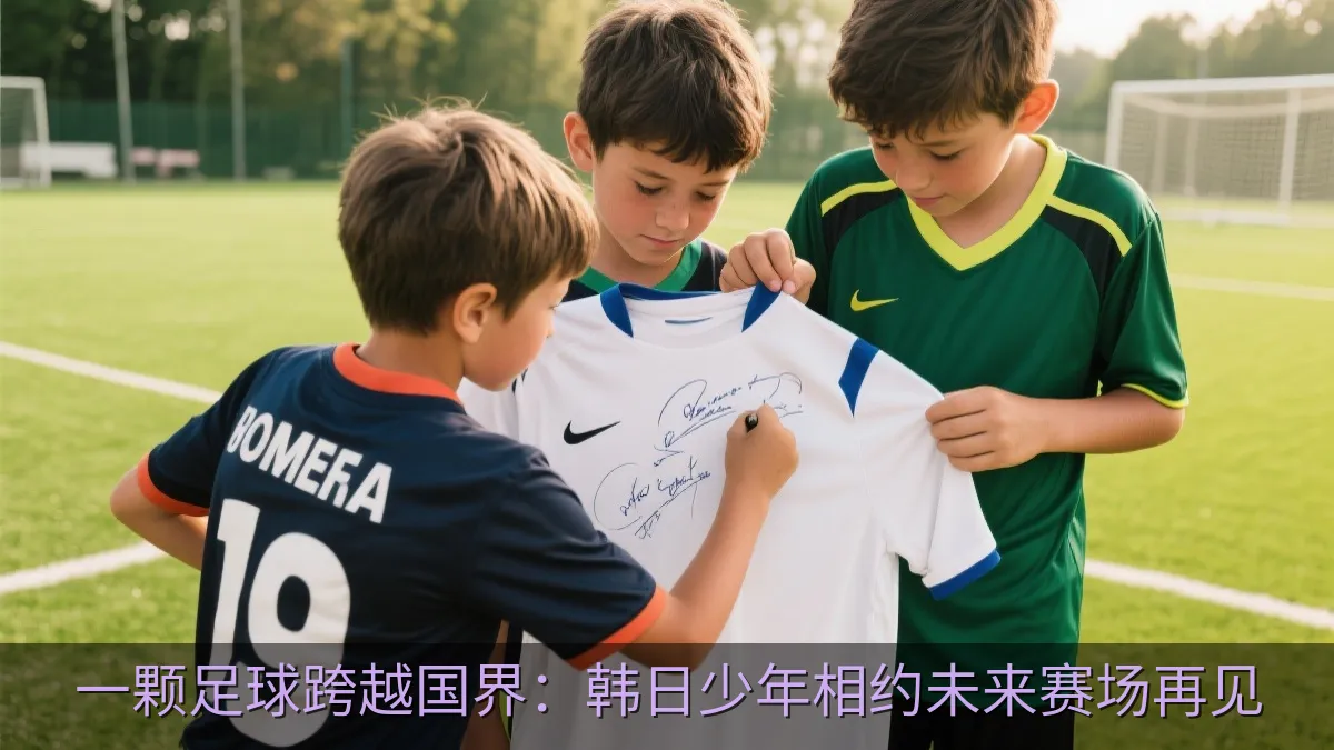 青少年足球球员在赛后互相签名留念