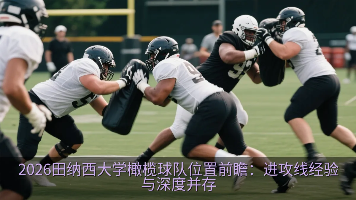 美式橄榄球进攻线球员在训练中进行阻挡练习